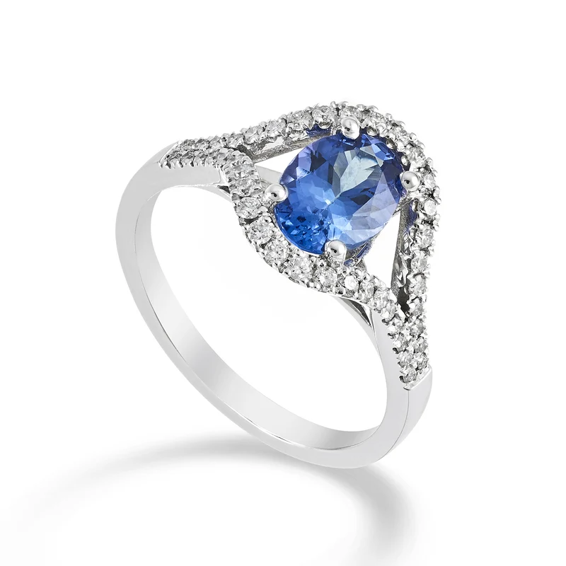 Golay anello con tanzanite ovale 8x6 e contorno diamanti ACLC136DTZ86-22329110028