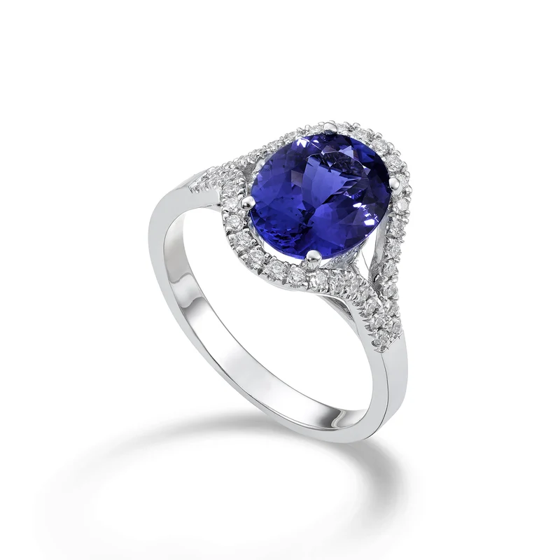 Golay anello tanzanite ovale 10x8 e contorno diamanti ACLC136DTZ810-22178110067
