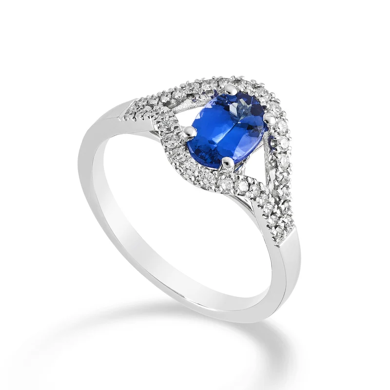 Golay anello tanzanite ovale 7x5 e contorno diamanti ACLC136DTZ75-23348110043