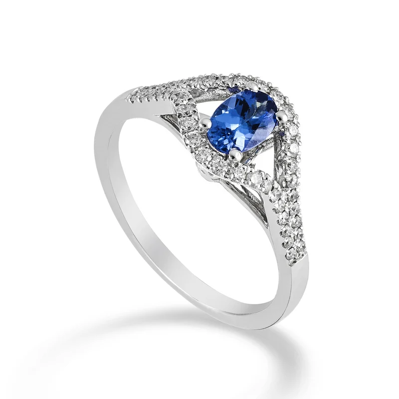 Golay anello tanzanite ovale 6x4 e contorno diamanti ACLC136DTZ64-22329110026