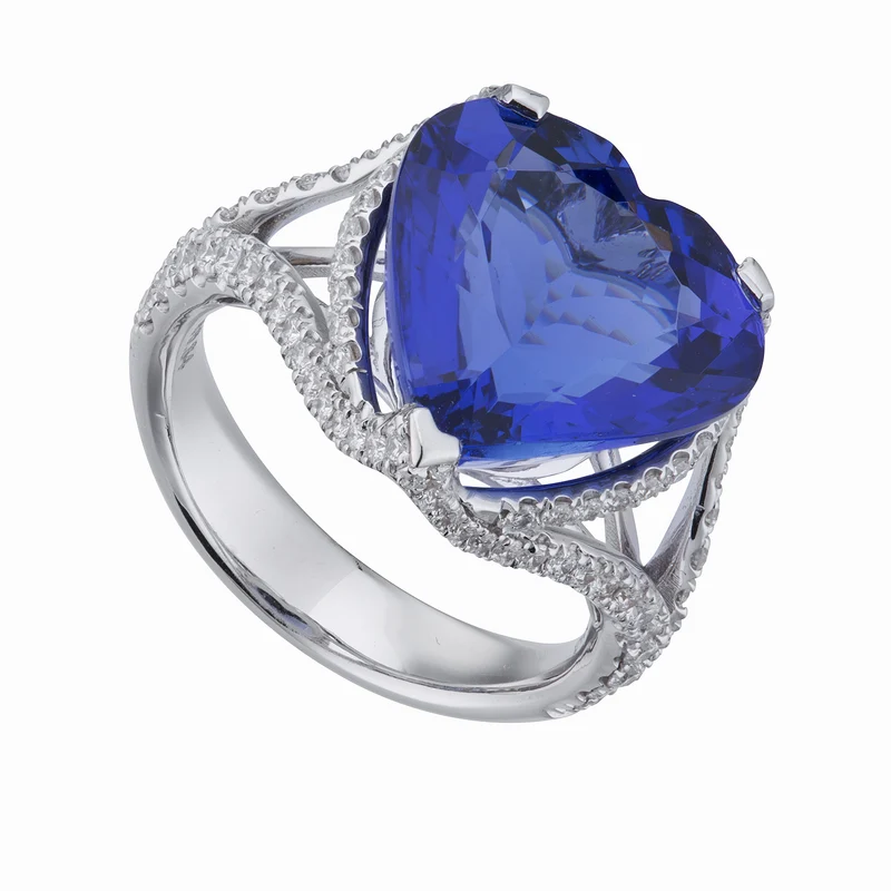 Golay anello tanzanite a cuore 14x14 e diamanti ACLC130DITZ14-23156110037