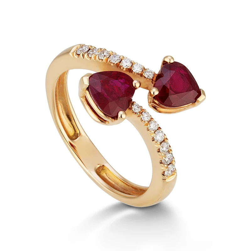Golay anello contrarier rubini a cuore 6x5 e diamanti ACLC120DIRU-22047110065