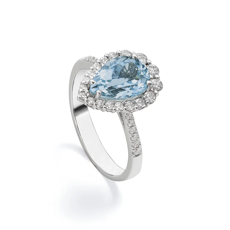 World Diamond Group anello acquamarina goccia 10x7 cont. e gambo inc ACLC117DIAQ2-22040110129