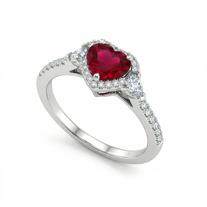 Golay anello con rubino a cuore e diamanti goccia ACLC109DIRU66-22035110107