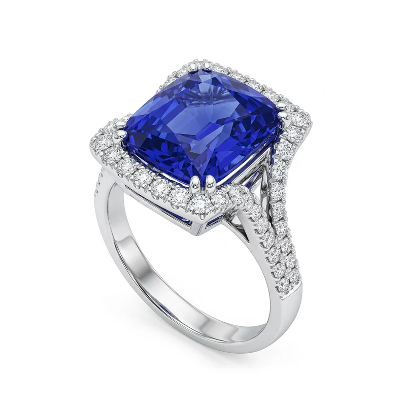 Golay anello tanzanite cushion 11x8 gambo biforcato ACLC104DITZ118-26079110204