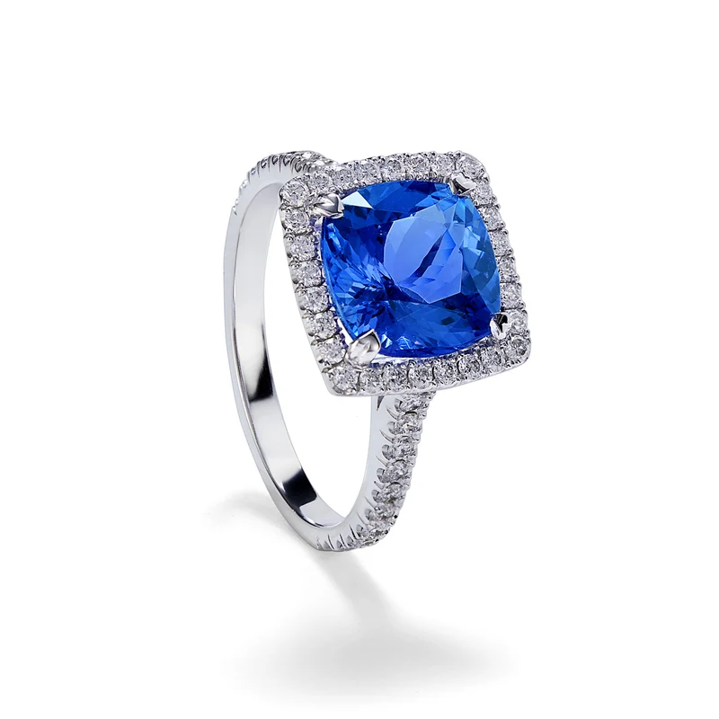 Golay anello tanzanite cushion 10x8 e diamanti ACLC099DITZ2-25059110074