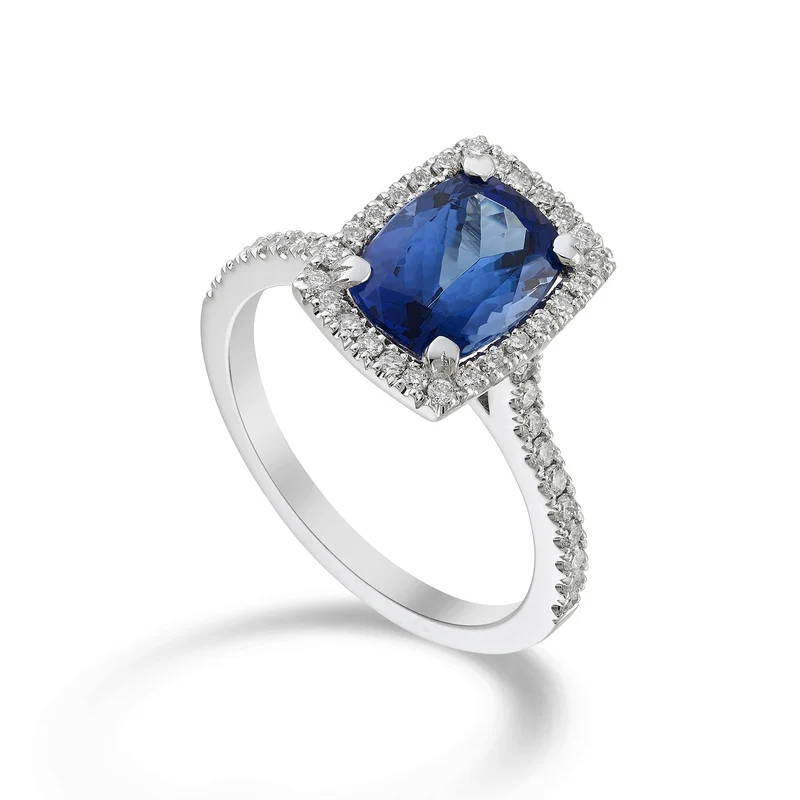 Golay anello tanzanite cushion 9x7, cont diamanti+gambo ACLC086DITZ79-23060110047