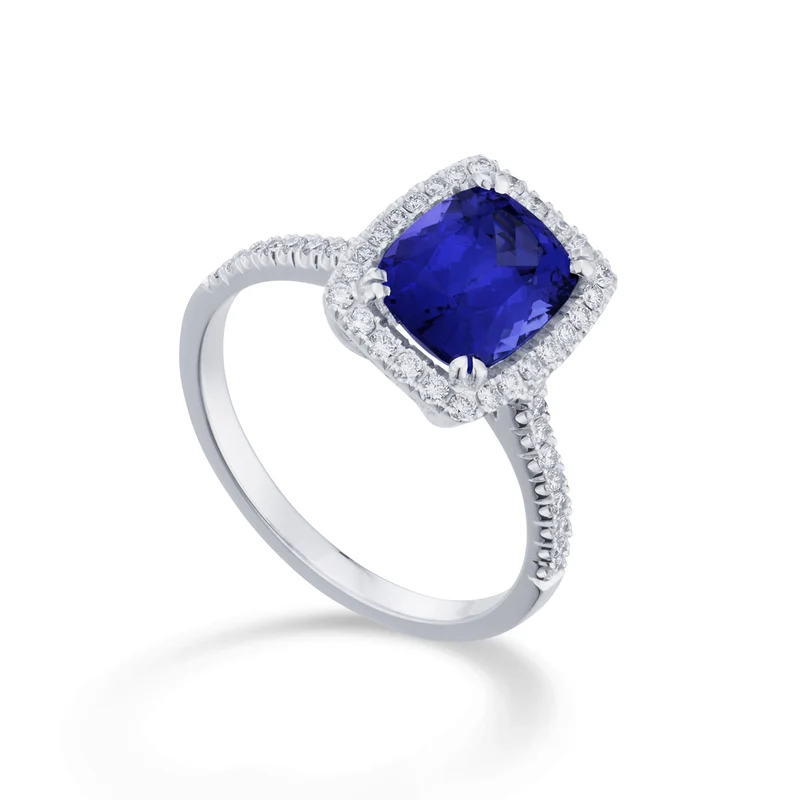 Golay anello tanzanite cushion 7x7 e diamanti ACLC076DITZ77-26156110187