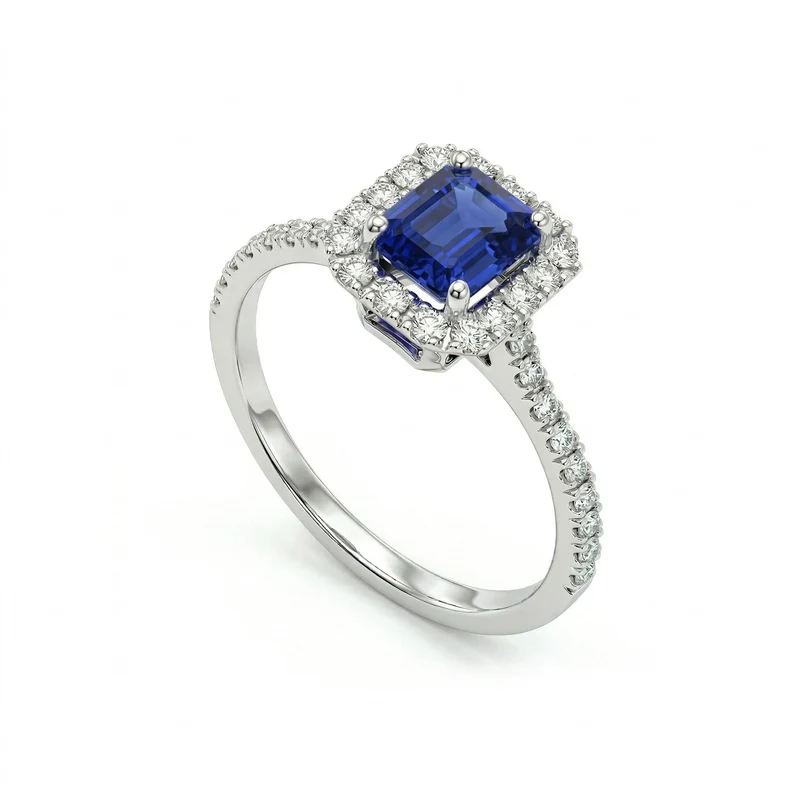 Golay anello zaffiro blu ottagonale 7x5 e diamanti ACLC072DIZB3-25274110249