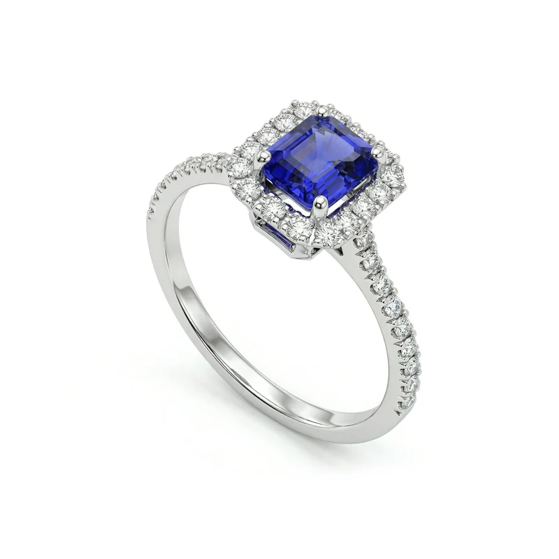 Golay anello tanzanite ottagonale 7x5 e diamanti ACLC072DITZ3-23073110040