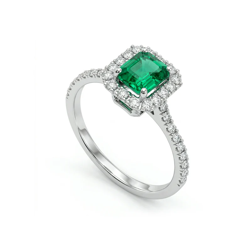 Golay anello smeraldo ottagonale 6x5 e contorno diamanti ACLC072DISM1-23213110001