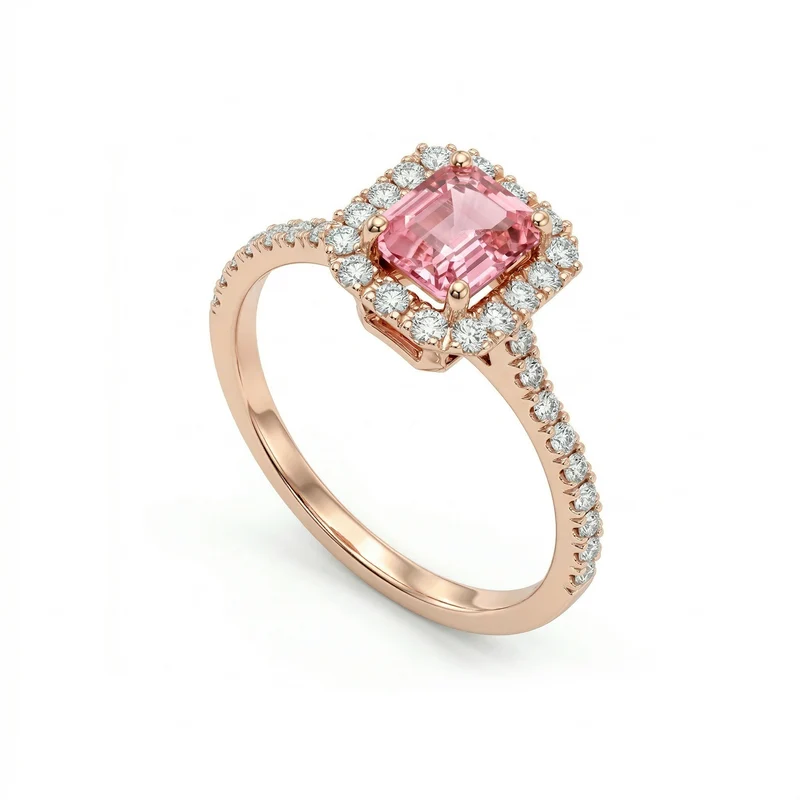 World Diamond Group anello morganite ottagonale 7x5 e diamanti ACLC072DIMO3-23166110327