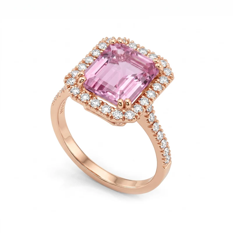 World Diamond Group anello kunzite ottagonale 12x10 contorno diamanti ACLC072DIKZ7-23061110064