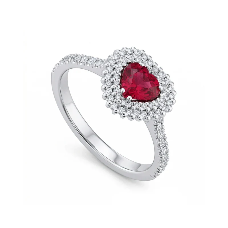 Golay anello con rubino a cuore e diamanti ACLC071DIRU-21063110024