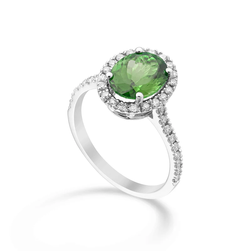 Golay anello tormalina green ovale 8x10 e diamanti ACLC070DITOG6-22283110089