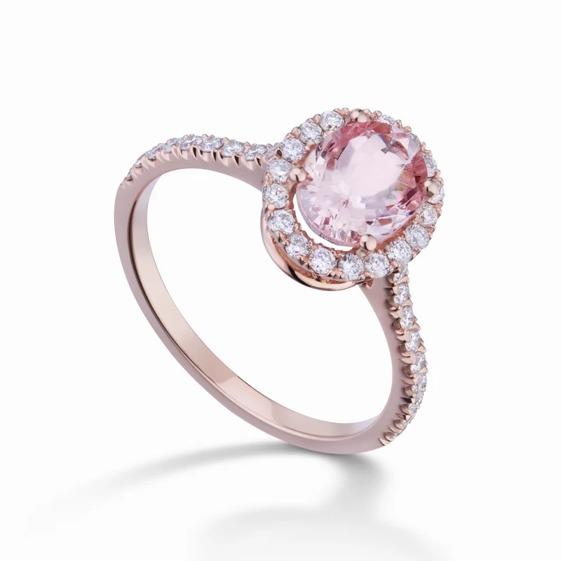 World Diamond Group anello morganite ovale 10x8 e diamanti ACLC070DIMO6-22040110056