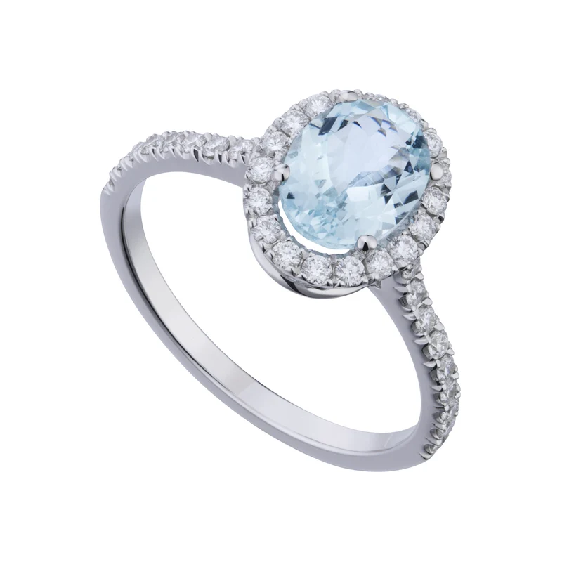 World Diamond Group anello acquamarina ovale 9x7 e diamanti ACLC070DIAQ5-23072110069