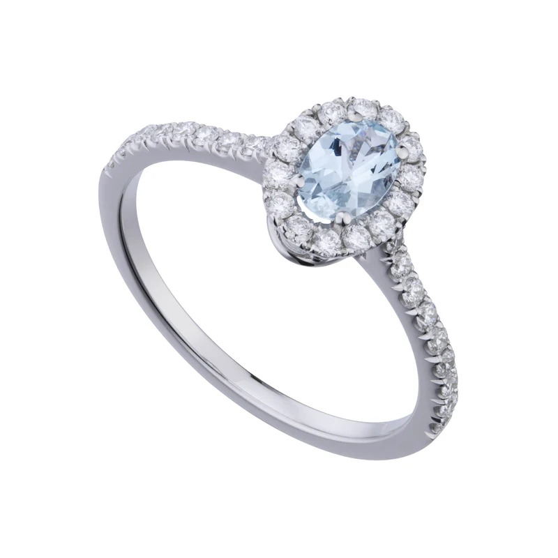 World Diamond Group anello acquamarina ovale 6x4 e diamanti ACLC070DIAQ2-23011110041