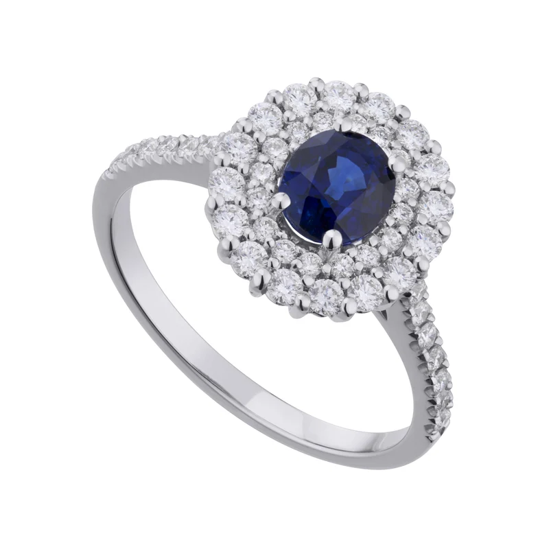Golay anello zaffiro blu ovale e diamanti con contorno+ ACLC069DIZB-21033110026