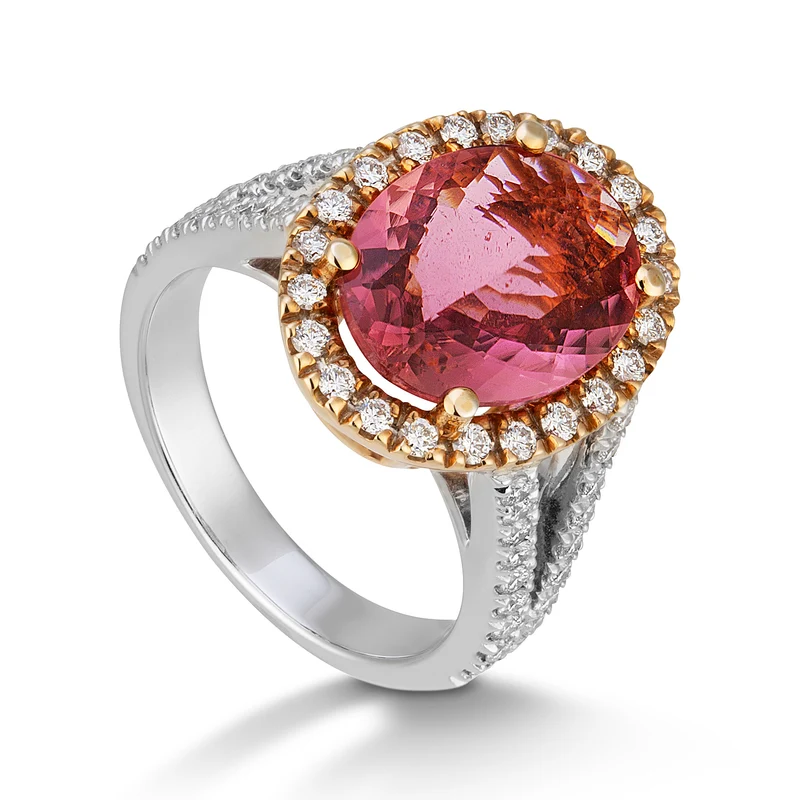 Golay anello tormalina pink ovale 10x14 e diamanti ACLC068DTOP10-22213110022