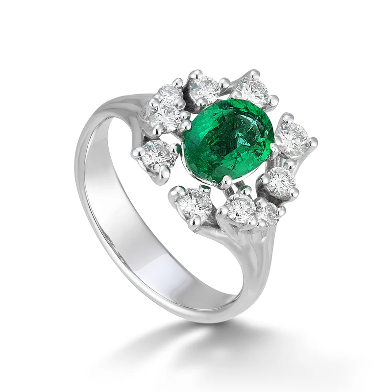 Golay anello diamanti e smeraldo ovale 6x8 ACLC063DISM-20160110040