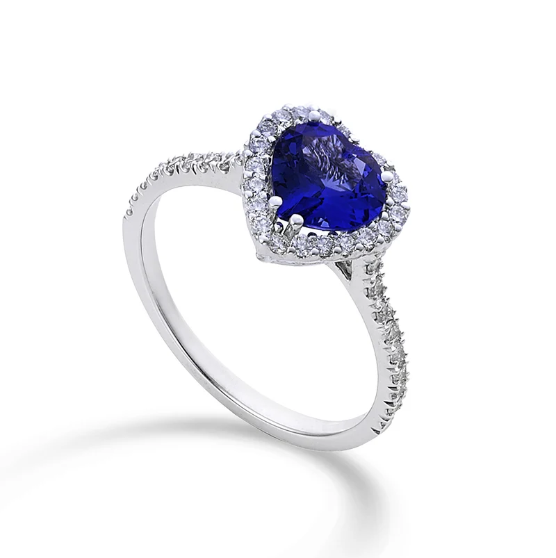 Golay anello sottile diamanti e tanzanite 7x7 a cuore ACLC061DITZ2-24088110090