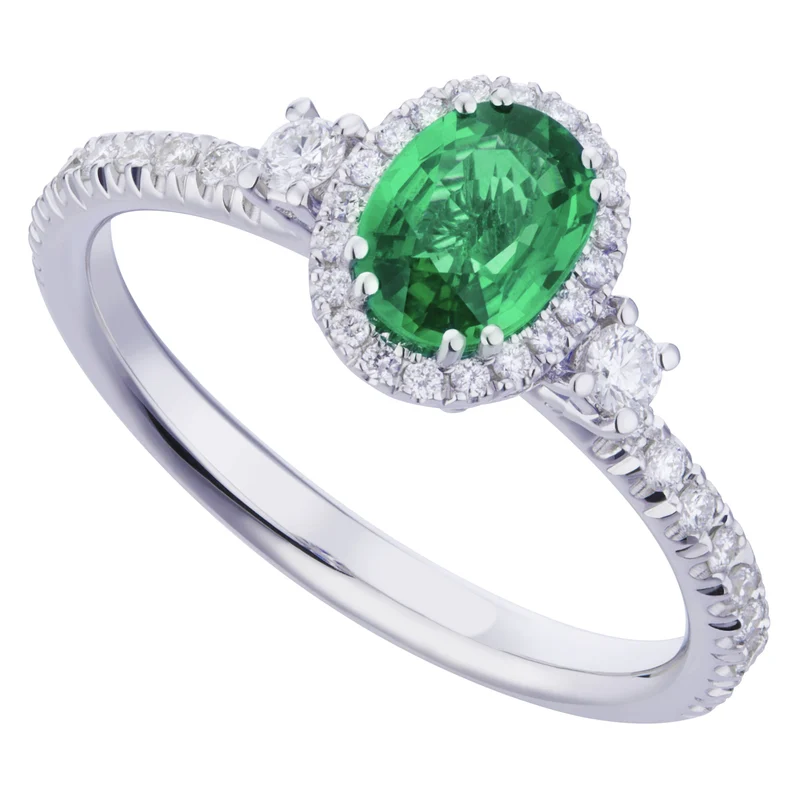 Golay anello smeraldo ovale 7x5 e diam a contorno+lat ACLC052DISM-22158110099