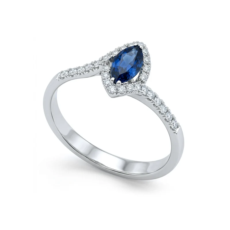 Golay anello zaffiro marquise 8x4 e diamanti a contorno ACLC030WDIZB-22210110010