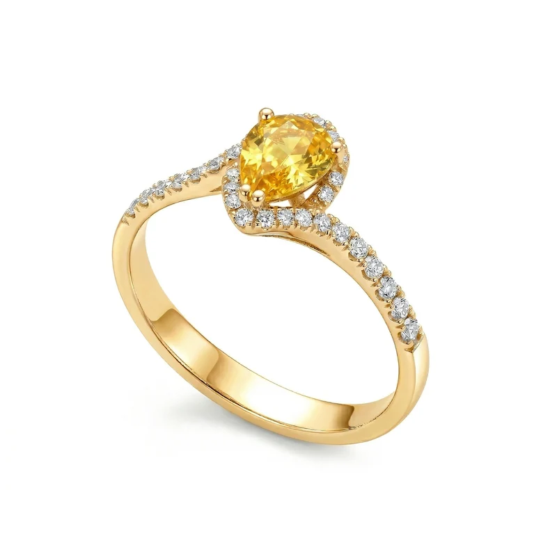 Golay anello zaffiro giallo goccia 5x6 con contorno ACLC028WDIZY1-21102110007