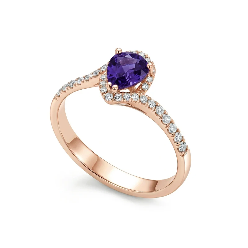 Golay anello zaffiro viola/blu goccia 5x6 con contorno ACLC028WDIZV2-21102110010