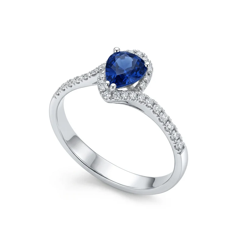 Golay anello zaffiro blu goccia 5x6 con contorno ACLC028WDIZB1-21070110037
