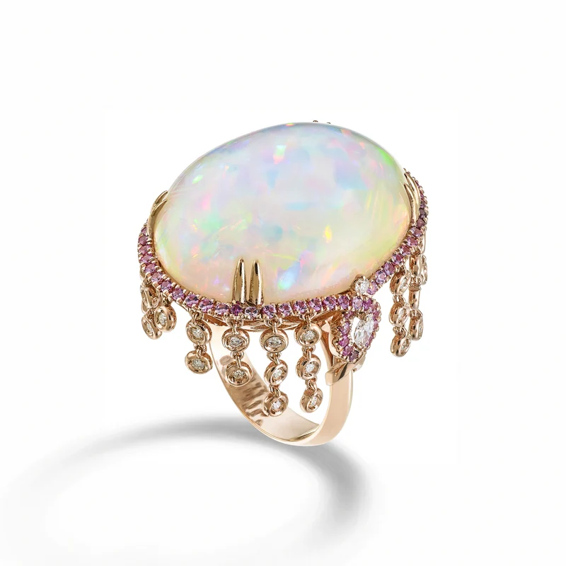 Golay an opale cabochon ov ct 28,06 con diam e zaff pink ACLC018DIZPOP-23283110075