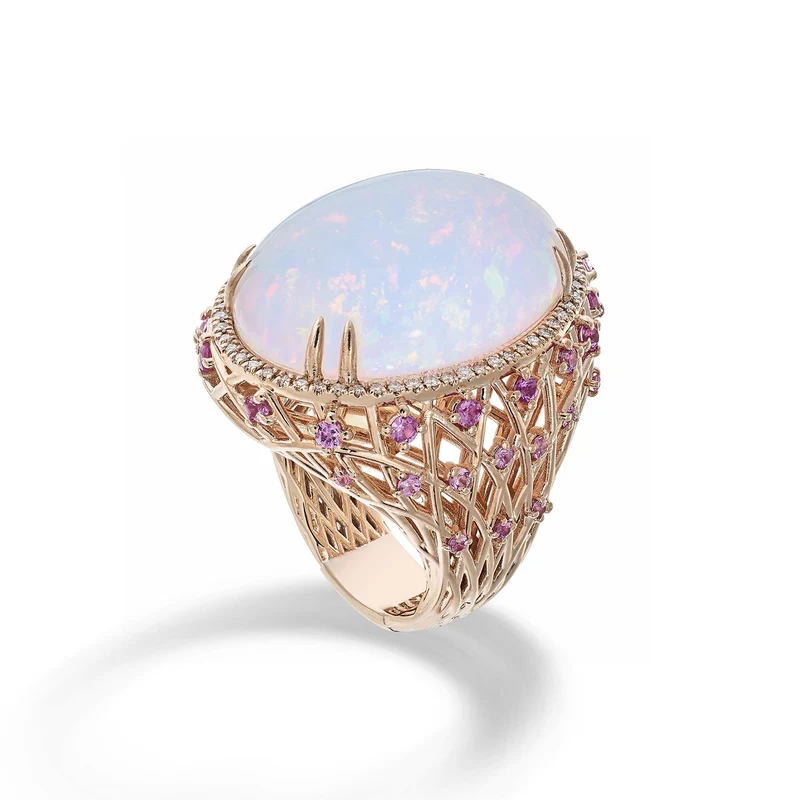 Golay anello opale cabochon ovale ct 23,30 zaffiri pink ACLC017DIZPOP-23275110100