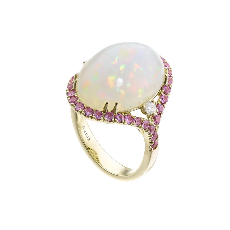 Golay anello opale cabochon ov 18x13 diam lat e zaf pink ACLC014ZPOP-24043110210