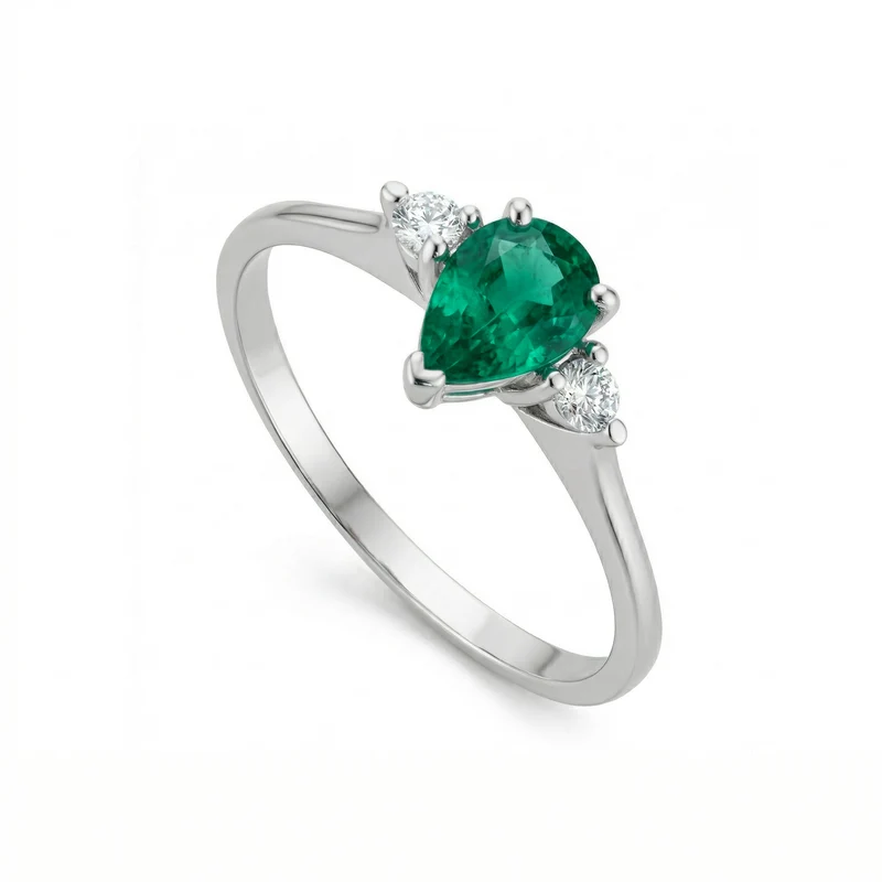 Golay anello smeraldo goccia 6x4 e diamanti ACL491DISM1-19126110082
