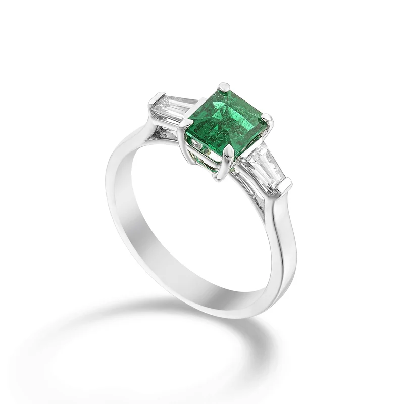 Golay anello smeraldo ottagonale 7x6 e tepper laterali ACL458DSM76-24172110025