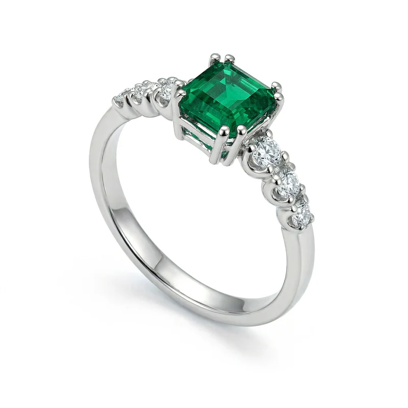 Golay anello solitario smeraldo ott 5x5 con pietre later ACL454DSM55-24184110025