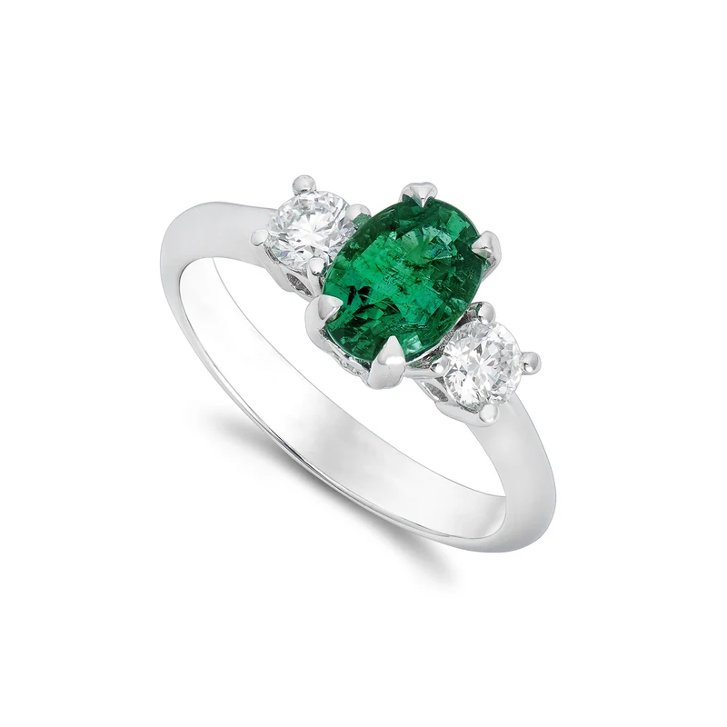 Golay anello con diamanti e smeraldo 6x8 ACL442DISM-22335110018