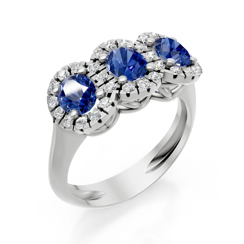 Golay anello trilogy zaffiri ovali 5x4 contorno diamanti ACL3124DIZB45-23199110045