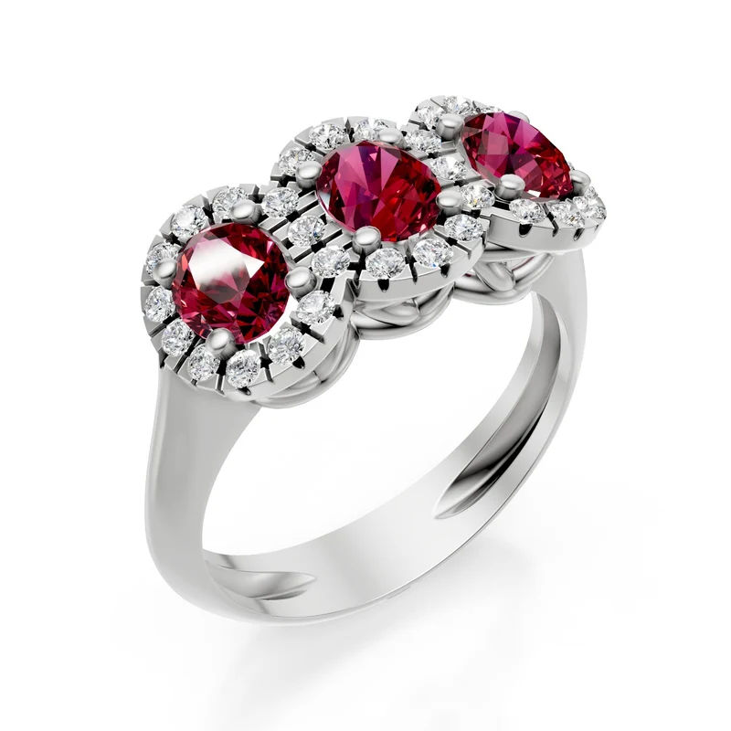 Golay anello trilogy rubini ovali 5x4 contorno diamanti ACL3124DIRU45-23124110034