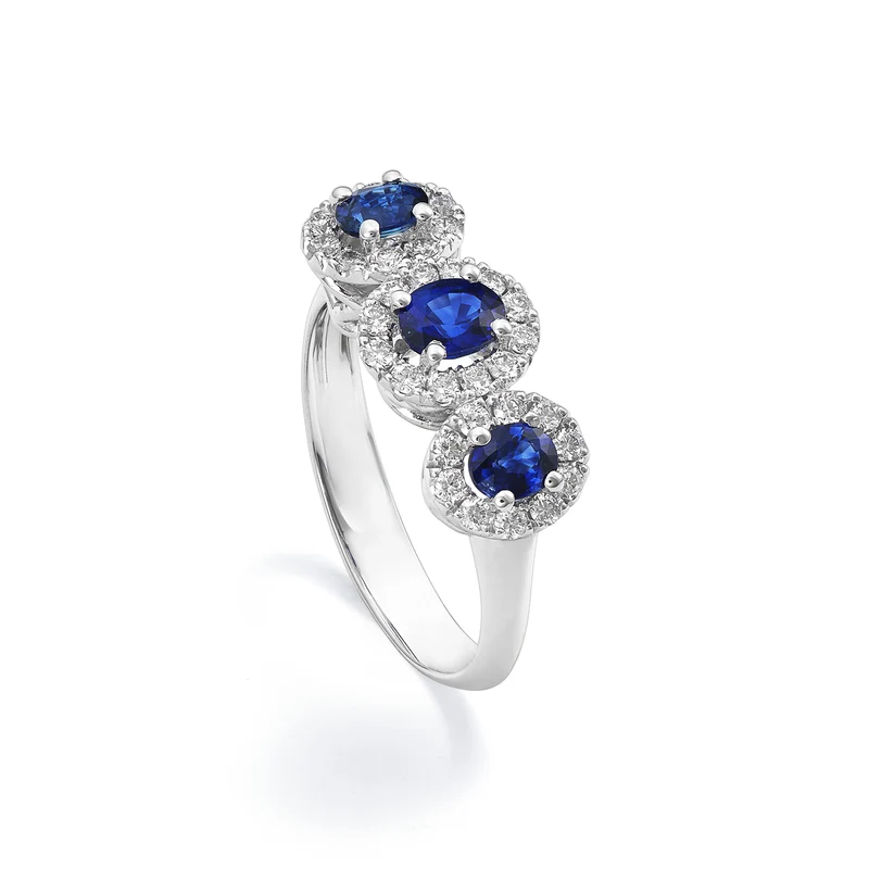 World Diamond Group anello trilogy zaffiri 4x3 cent 5x4 cont. diamanti ACL3123DIZB45-22284110013