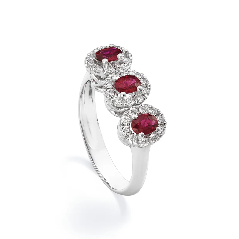 Golay anello trilogy rubini ovali 4x3 contorno diamanti ACL3122DIRU34-24030110105