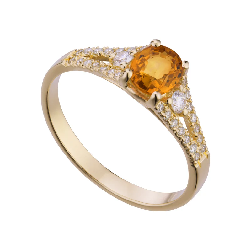 Golay anello con zaffiro yellow ovale 5x6 e gambo incass ACL204DIZY-21048110009