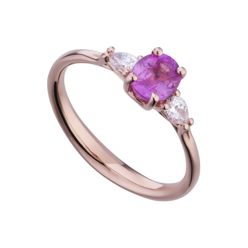 Golay anello zaffiro pink ovale8x6 e diamanti goccia lat ACL202DIZP68-23094110081