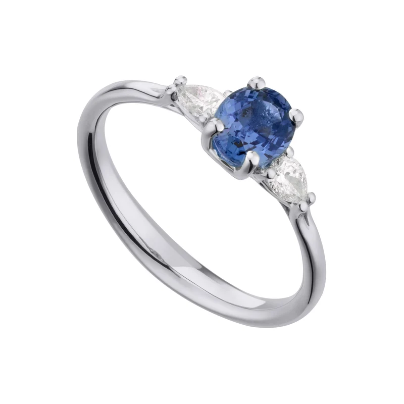 Golay anello zaffiro blu ovale 6x5 e diamanti goccia lat ACL202DIZB-21050110055