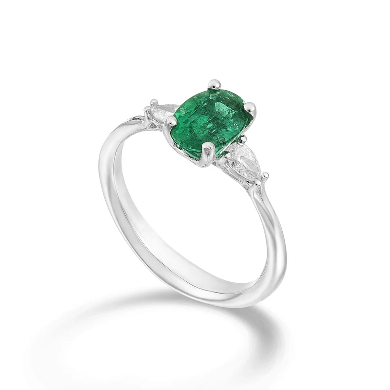 Golay anello smeraldo ovale 8x6 e diamanti goccia lat ACL202DISM68-23094110019