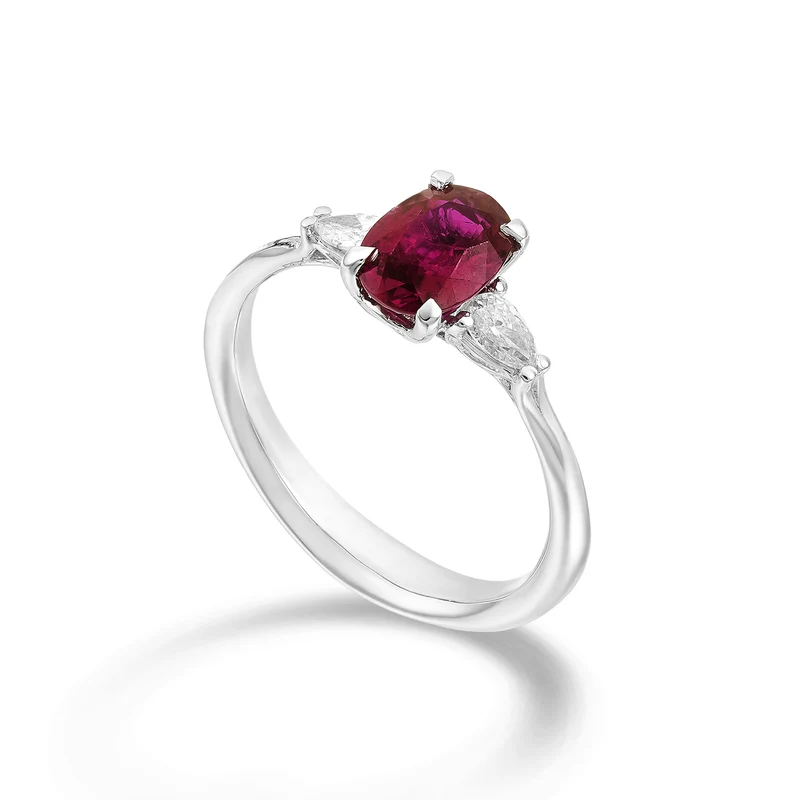 Golay anello rubino ovale 8x6 e diamanti goccia lat ACL202DIRU68-23094110013