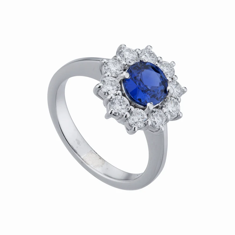 Golay anello zaffiro round 6x6 e diamanti a contorno ACL156DIZB-22276110020