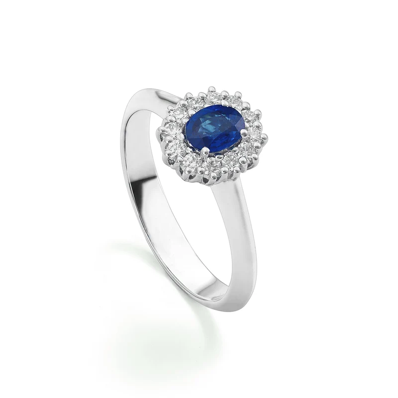 Golay anello con zaffiro ovale 7x5 e diamanti a contorno ACL121DIZB57-22110110076