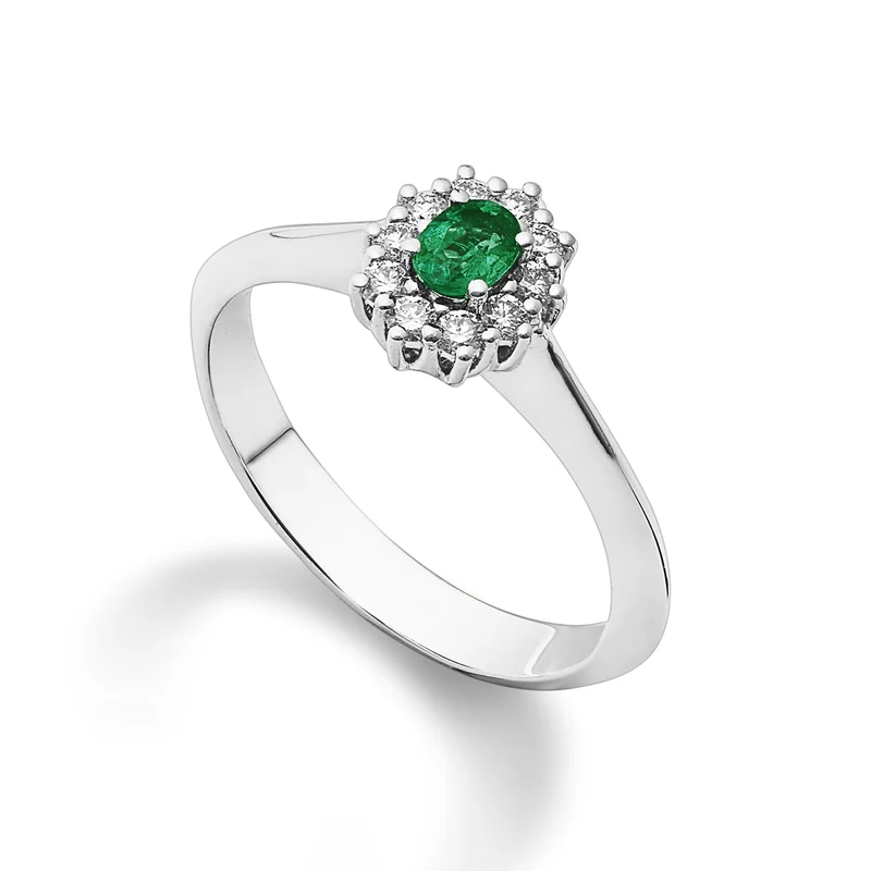 Golay anello con smeraldo ovale4x3 e diamanti a contorno ACL121DISM34-25337110190
